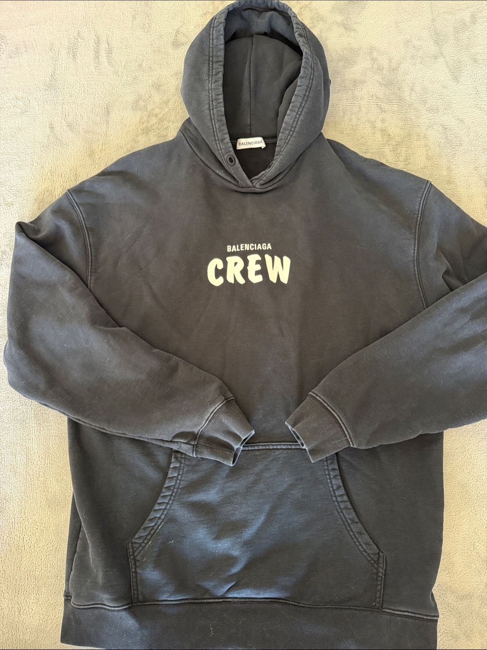 Balenciaga Black 'CREW' Logo Pullover Hoodie